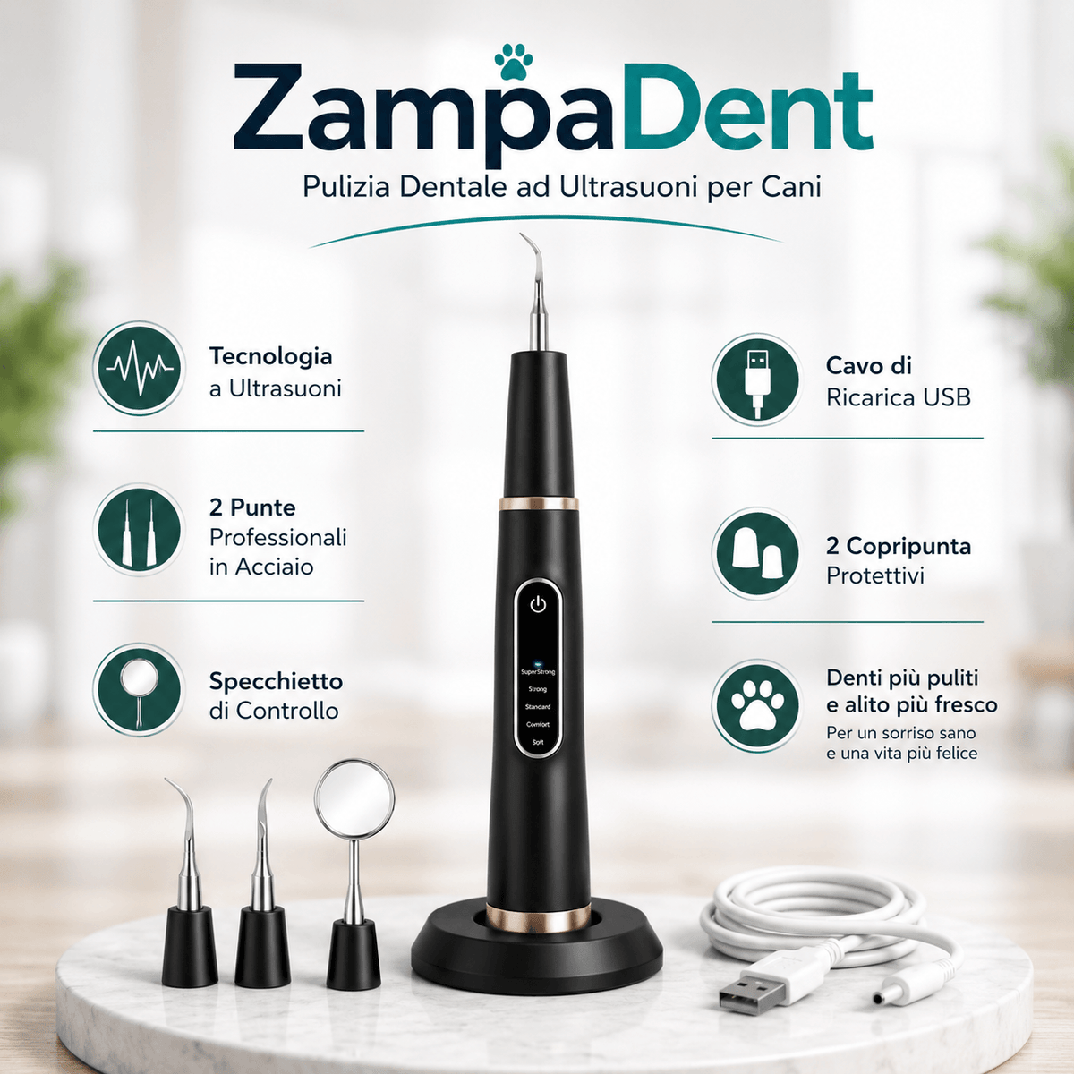ZampaDent™ Dispositivo Professionale per la Pulizia Dentale del Cane